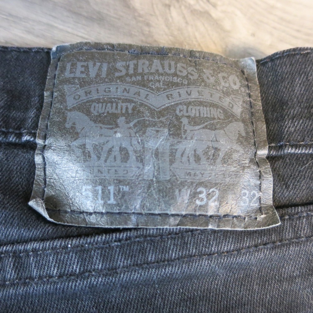 Levis Premium 511 Jeans Mens 32x32 Black Denim Slim Straight Stretch Waterless - Picture 2 of 13